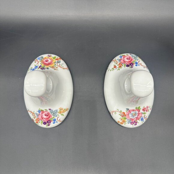 Vintage Towel Rack Brackets Lisette International Ceramic Floral Hand Decorated - Picture 2 of 12